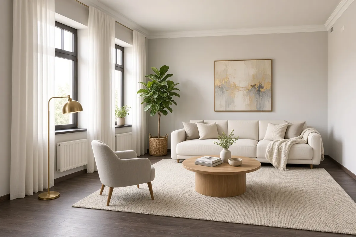 The same living room virtually staged — after