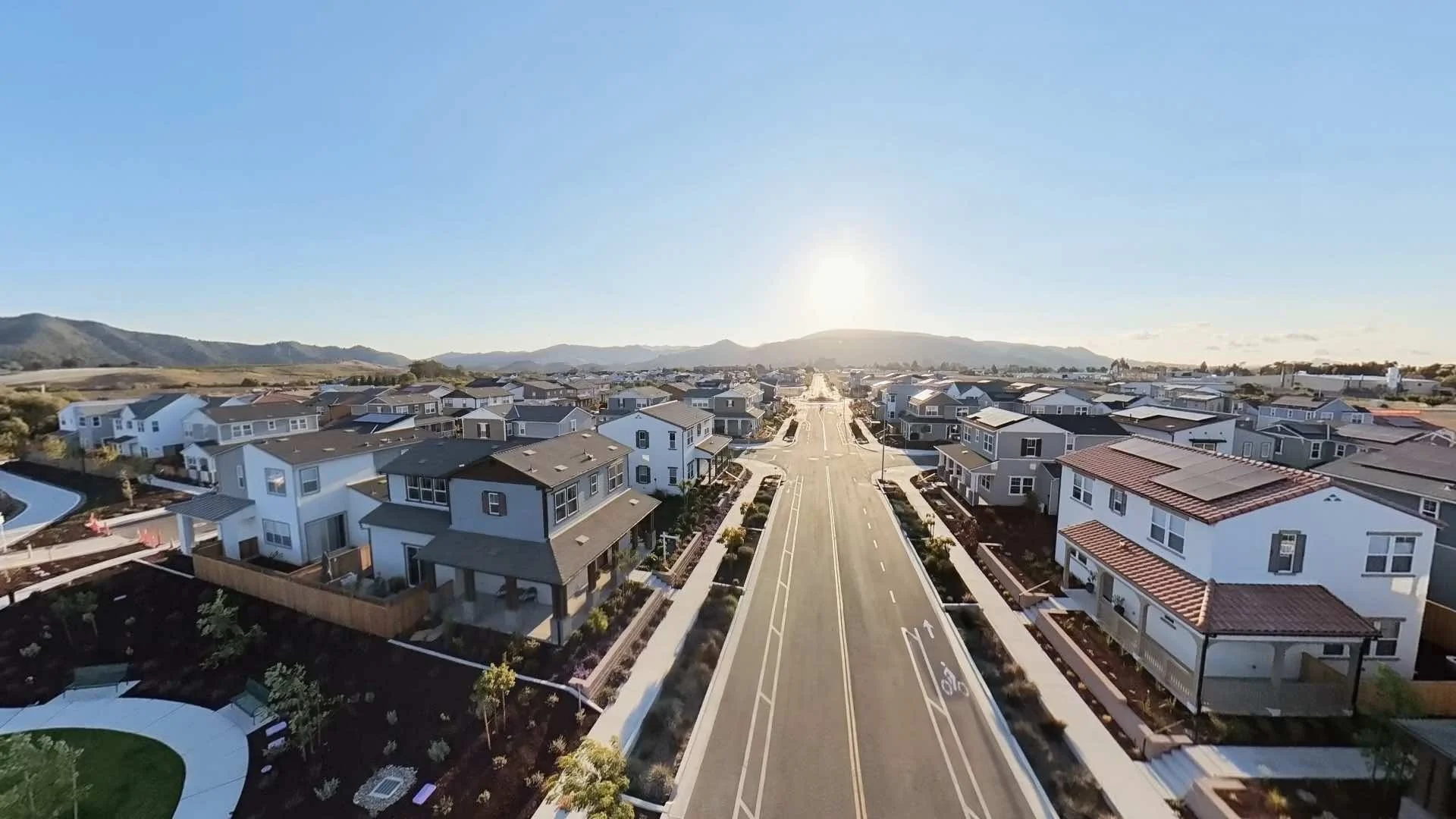 Down the street, from above